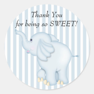 Hartelijk dank, Baby shower blauw olifant Ronde Sticker