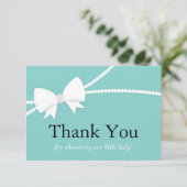 Hartelijk dank, Baby shower, blauw, parels Bedankkaart (Staand voorkant)