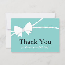 Hartelijk dank, Baby shower, blauw, parels Bedankkaart