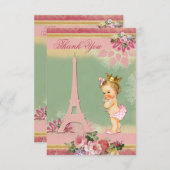 Hartelijk dank, Baby shower Eiffel Tower Princess Bedankkaart (Voorkant / Achterkant)