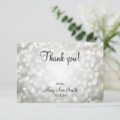 Hartelijk dank, Baby shower Silver Glitter Lights Bedankkaart (Staand voorkant)