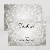 Hartelijk dank, Baby shower Silver Glitter Lights Bedankkaart (Voorkant / Achterkant)