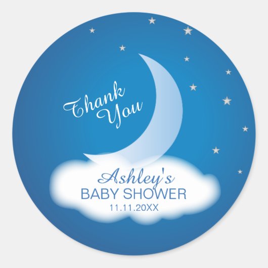 Hartelijk dank, Baby shower voor moon en sterren - Ronde Sticker (Voorkant)