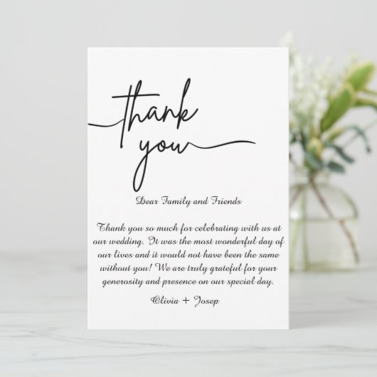 Hartelijk dank bedankkaart (Staand voorkant)