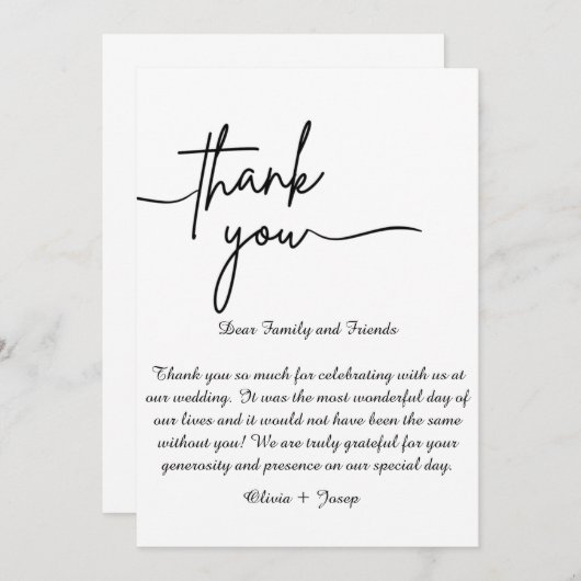 Hartelijk dank bedankkaart (Voorkant / Achterkant)