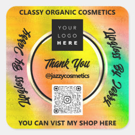 Hartelijk dank bedrijfs QR Code Logo Holographic Y Vierkante Sticker