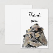 Hartelijk dank, Beer Hug Waterverf Beren Bedankkaart (Voorkant / Achterkant)