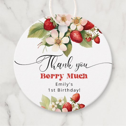 Hartelijk dank Berry veel Aardbei verjaardag Bedankjes Labels (Voorkant)