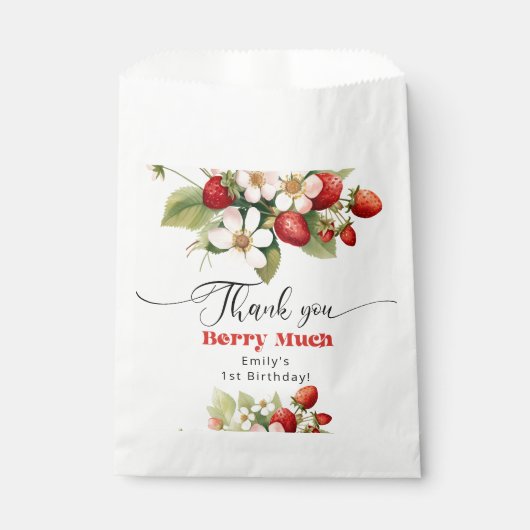 Hartelijk dank Berry veel Aardbei verjaardag Bedankzakje (Voorkant)