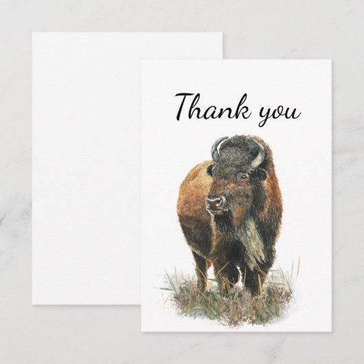 Hartelijk dank, Bison Buffalo Art Natuur van wilde Bedankkaart (Voorkant / Achterkant)