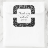 Hartelijk dank: Black 70th Birthday Number Pattern Vierkante Sticker (Tas)