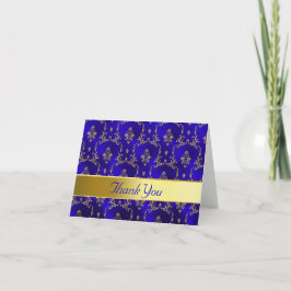 Hartelijk dank—Blauw & goud Bedankkaart