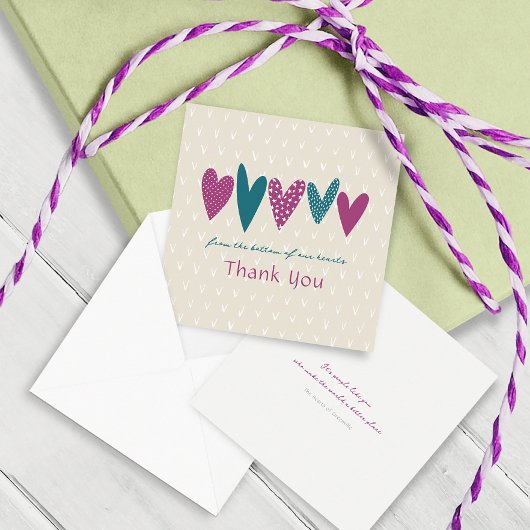 Hartelijk dank Blauwgroen Hearts Little Notitiekaartje