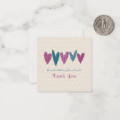 Hartelijk dank Blauwgroen Hearts Little Notitiekaartje (Voorkant / Achterkant in situ)