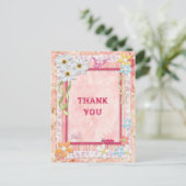 Hartelijk dank, bloemen en vlinders briefkaart (Staand voorkant)