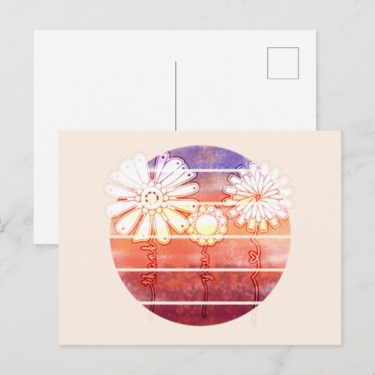 Hartelijk dank, bloemen op zonsondergang - Licht S Briefkaart (Voorkant / Achterkant)