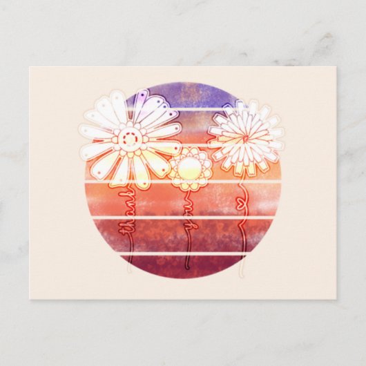 Hartelijk dank, bloemen op zonsondergang - Licht S Briefkaart (Voorkant)