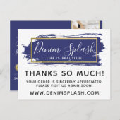 Hartelijk dank: Blue Paint Stroke & Gold 4-foto Briefkaart (Voorkant / Achterkant)