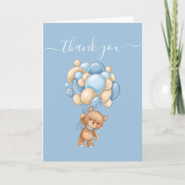 Hartelijk dank, Blue Teddy Wonderful Balloons Kaar Kaart
