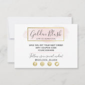 Hartelijk dank: Blush Pink Waterverf & Modern Gold Kaart (Achterkant)