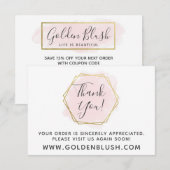 Hartelijk dank: Blush Pink Waterverf & Modern Gold Kaart (Voorkant / Achterkant)