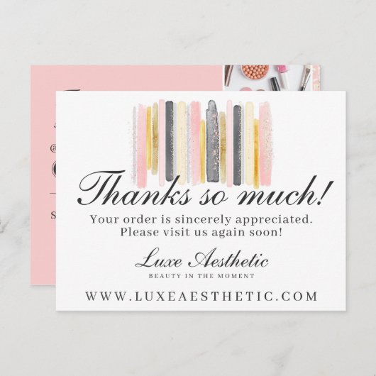 Hartelijk dank: Blush roze & Gold Paint Strokes 4- Briefkaart (Voorkant / Achterkant)