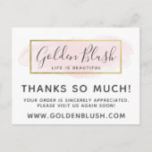 Hartelijk dank: Blush roze Waterverf & Gold 4-foto Briefkaart (Voorkant)