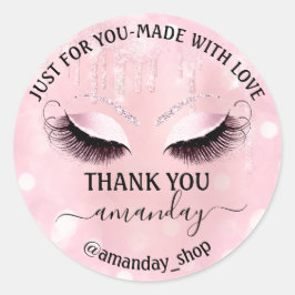 Hartelijk dank Boutique eyelashes Winkelroze schij Ronde Sticker