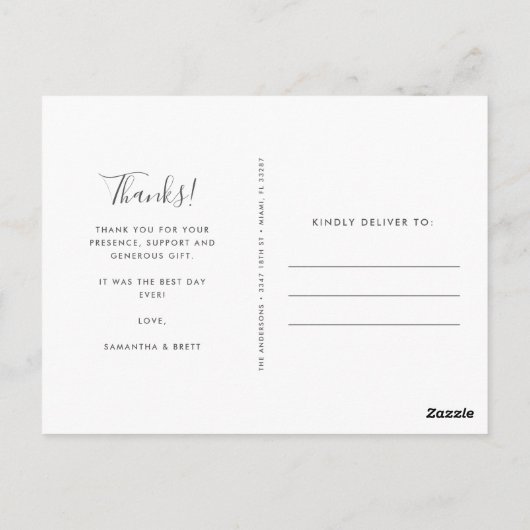 Hartelijk dank Briefkaarten aangepaste bruiloft fo (Achterkant)