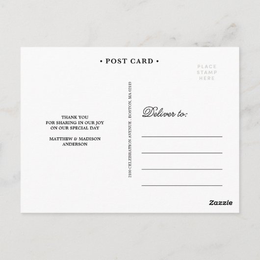 HARTELIJK DANK | BRUILOFT BEDANKT POST KAART (Achterkant)