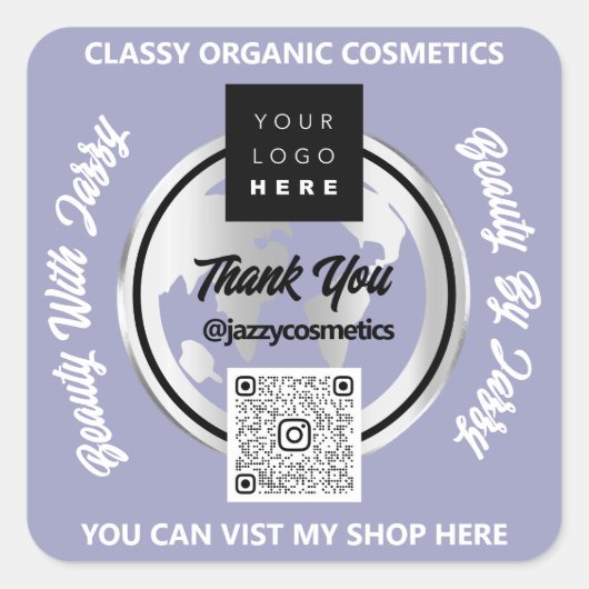 Hartelijk dank Business QR Code Logo Gold MAP Were Vierkante Sticker (Voorkant)