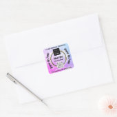 Hartelijk dank Business QR Code Logo Roze Blauw Vierkante Sticker (Envelop)