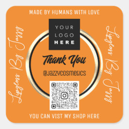 Hartelijk dank Business QR Code Logo Scan Gold Cor Vierkante Sticker