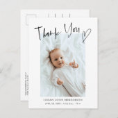 Hartelijk dank Casual script Baby Foto geboorte Aankondigingskaart (Voorkant / Achterkant)