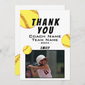 Hartelijk dank, Coach Yellow Softball-fotokaart Bedankkaart (Voorkant / Achterkant)