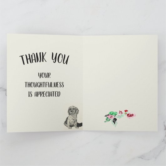 Hartelijk dank: Cocker Spaniel Vine & Rozen Bedankkaart (Binnen)