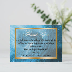 Hartelijk dank, collega & Light Blue Marble, Gold  Notitiekaartje