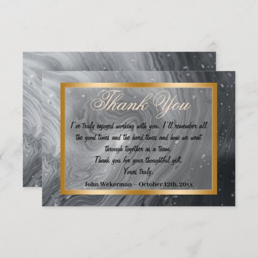 Hartelijk dank, collega's en grijze marmer, Gold l Notitiekaartje (Voorkant / Achterkant)