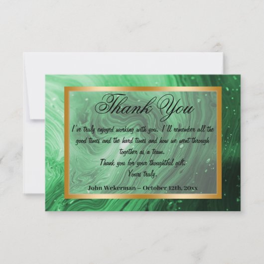 Hartelijk dank, collega's en Groene Marmer, Gold l Notitiekaartje (Voorkant)