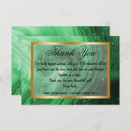 Hartelijk dank, collega's en Groene Marmer, Gold l Notitiekaartje (Voorkant / Achterkant)