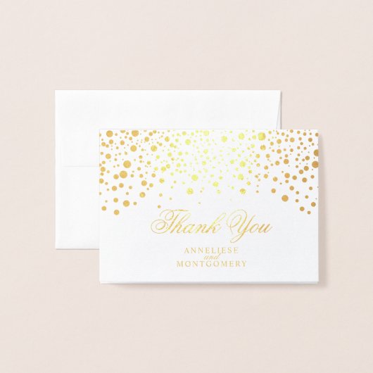 Hartelijk dank - Confetti Gold Dot Folie Kaarten (Voorkant met envelop)