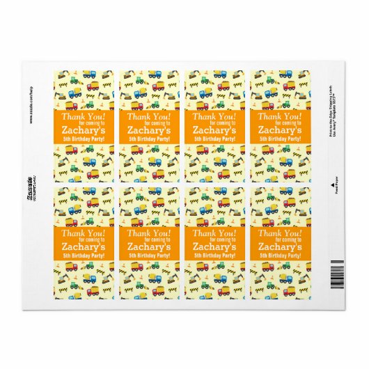 Hartelijk dank, constructietransport etiket (Full Sheet)