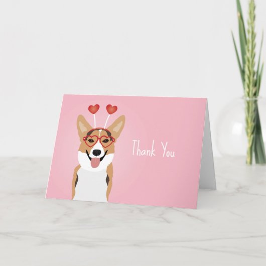 Hartelijk dank, Corgi Dog Valentijnsdag Bedankkaart (Voorkant)