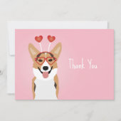 Hartelijk dank, Corgi Dog Valentijnsdag Bedankkaart (Voorkant)