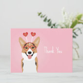 Hartelijk dank, Corgi Dog Valentijnsdag Bedankkaart (Staand voorkant)