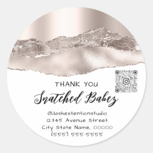 Hartelijk dank Cosmetics Logo QR Code Roos White Ronde Sticker