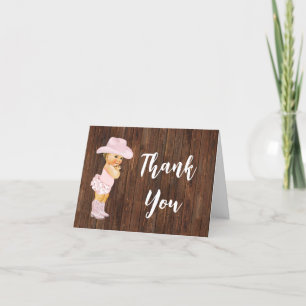 Hartelijk dank, Cowgirl Roze Baby shower Bedankkaart