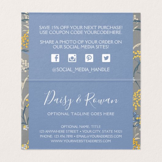 Hartelijk dank, Daisy Wildflower & Yellow Rowan Be Kaart (Binnenkant ongevouwen)