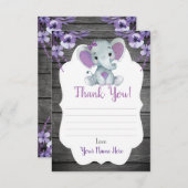 Hartelijk dank, dames met ellephant Shower Purple  Informatiekaartje (Voorkant / Achterkant)