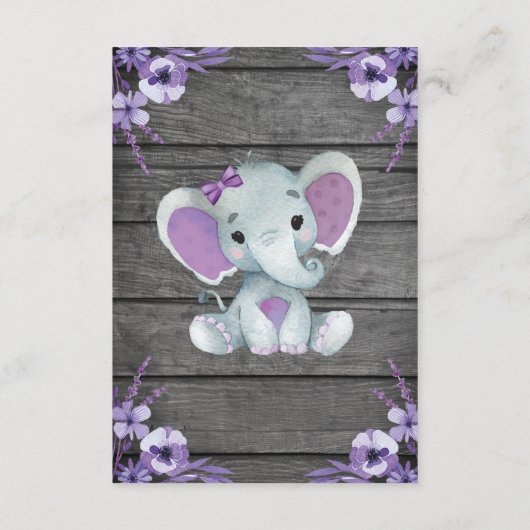 Hartelijk dank, dames met ellephant Shower Purple  Informatiekaartje (Achterkant)